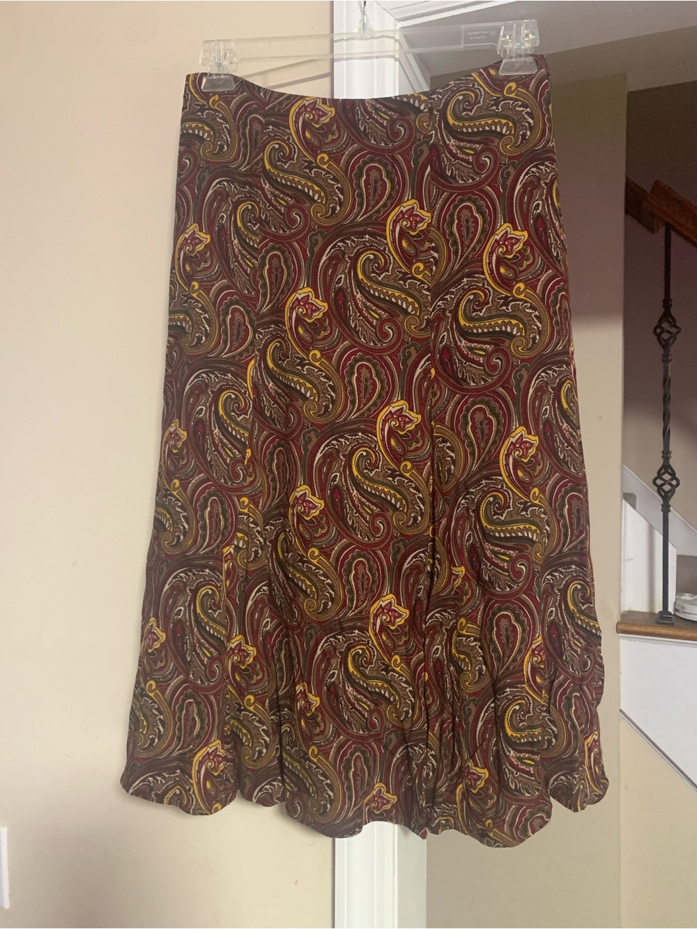 Vintage Jones Wear Studio Womens Brown Paisley Lined Flowy Midi Skirt Size 8